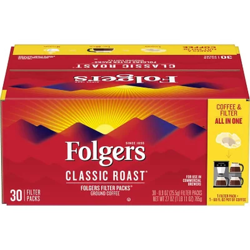 Folgers Filter Packs Coffee, Classic Roast (.9 Oz. Packs, 30 Ct.)