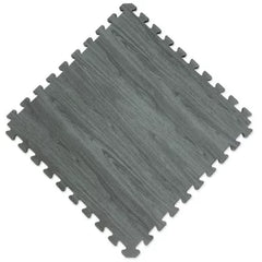 Norsk 25" X 25" Reversible Foam Flooring, Gray Wood & Black, 8 Tiles