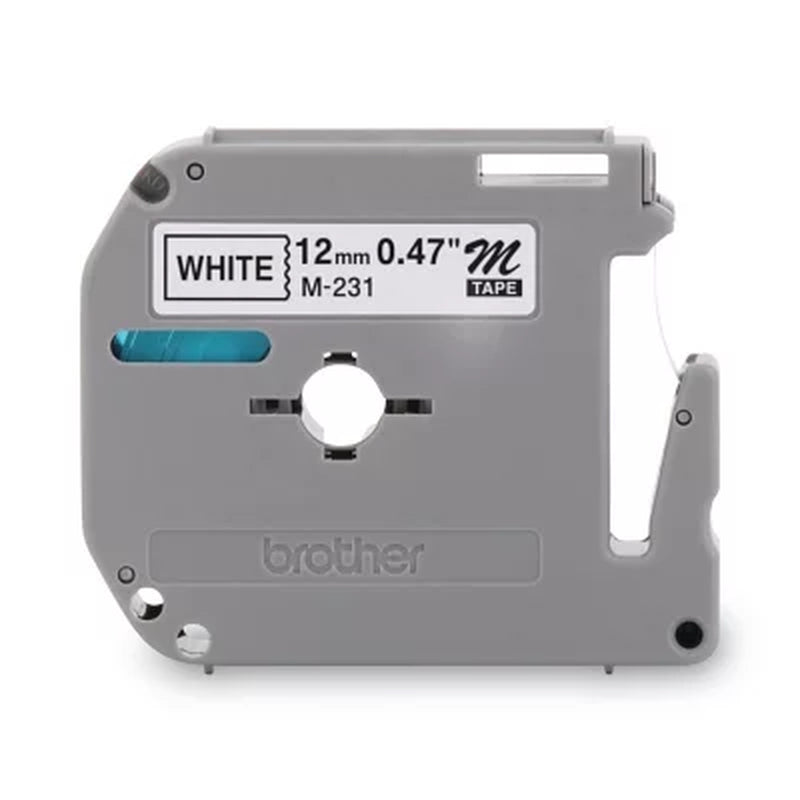 Brother Genuine P-Touch M-Series Tape, M2312PK, 1/2In. X 26.2Ft, Black on White, 2Pk.