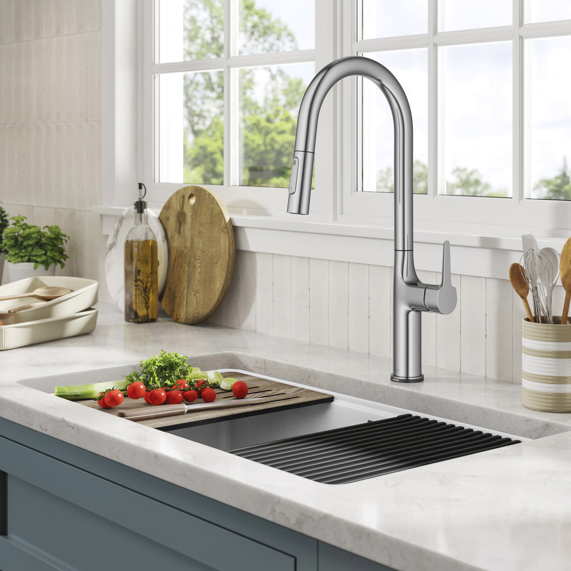 Tall Modern Single-Handle Touch Kitchen Sink Faucet with Pull down Sprayer