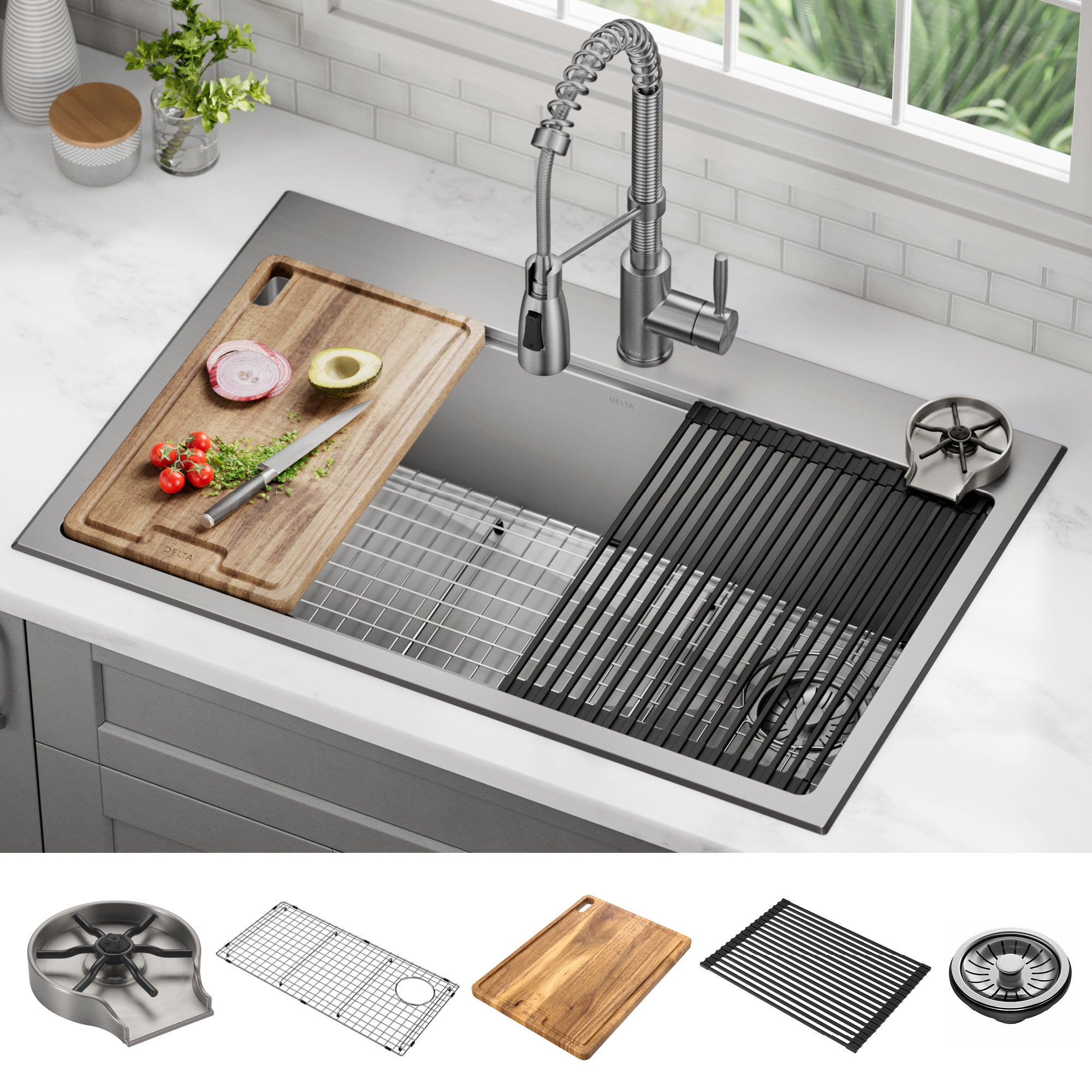 33” Stainless Steel Dual Mount Single Bowl Kitchen Sink