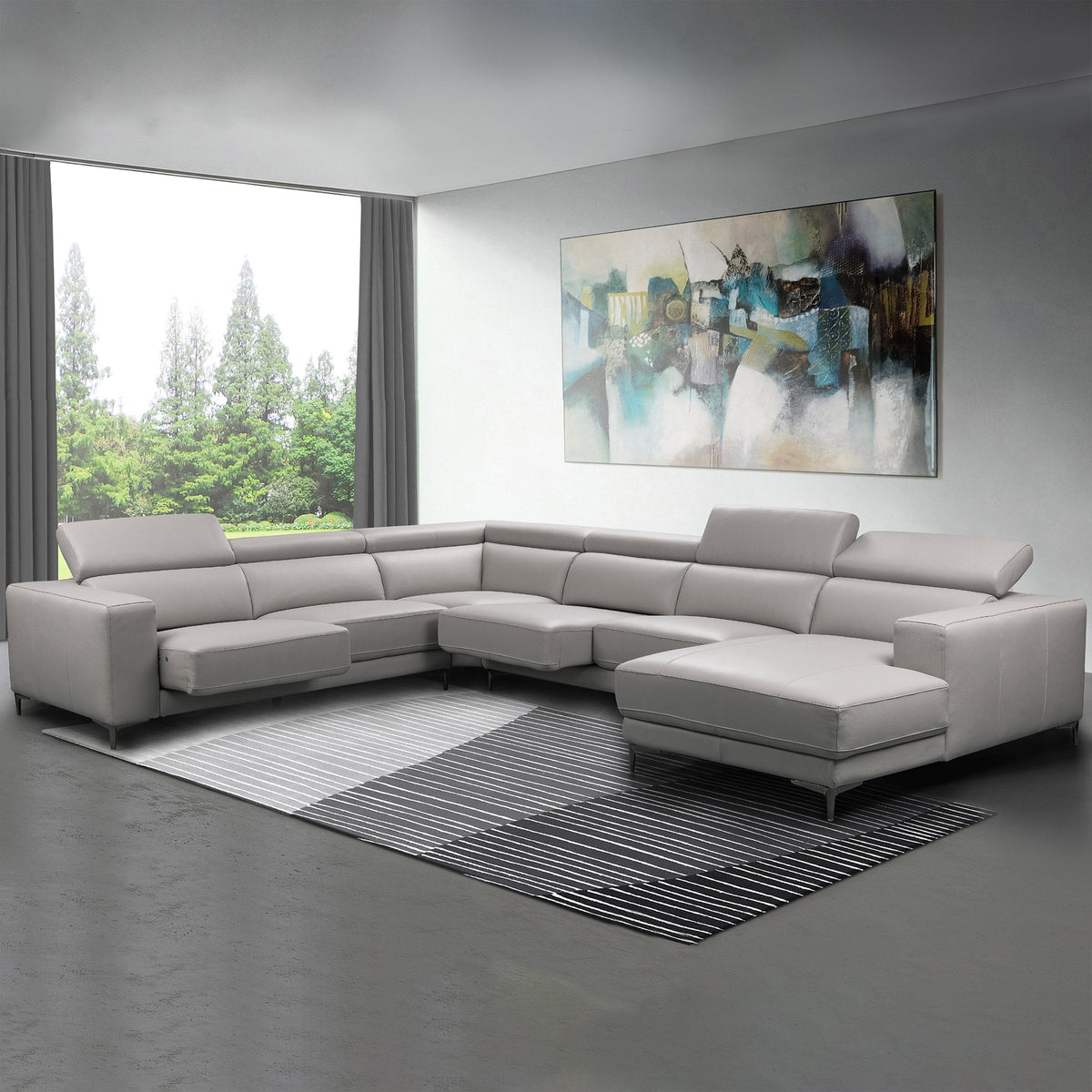 Claudius Leather Sectional with Power Seats and Adjustable Headrest Image