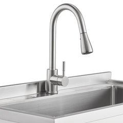 30" X 14" Stainless Steel Utility Sink with Pull-Out Faucet
