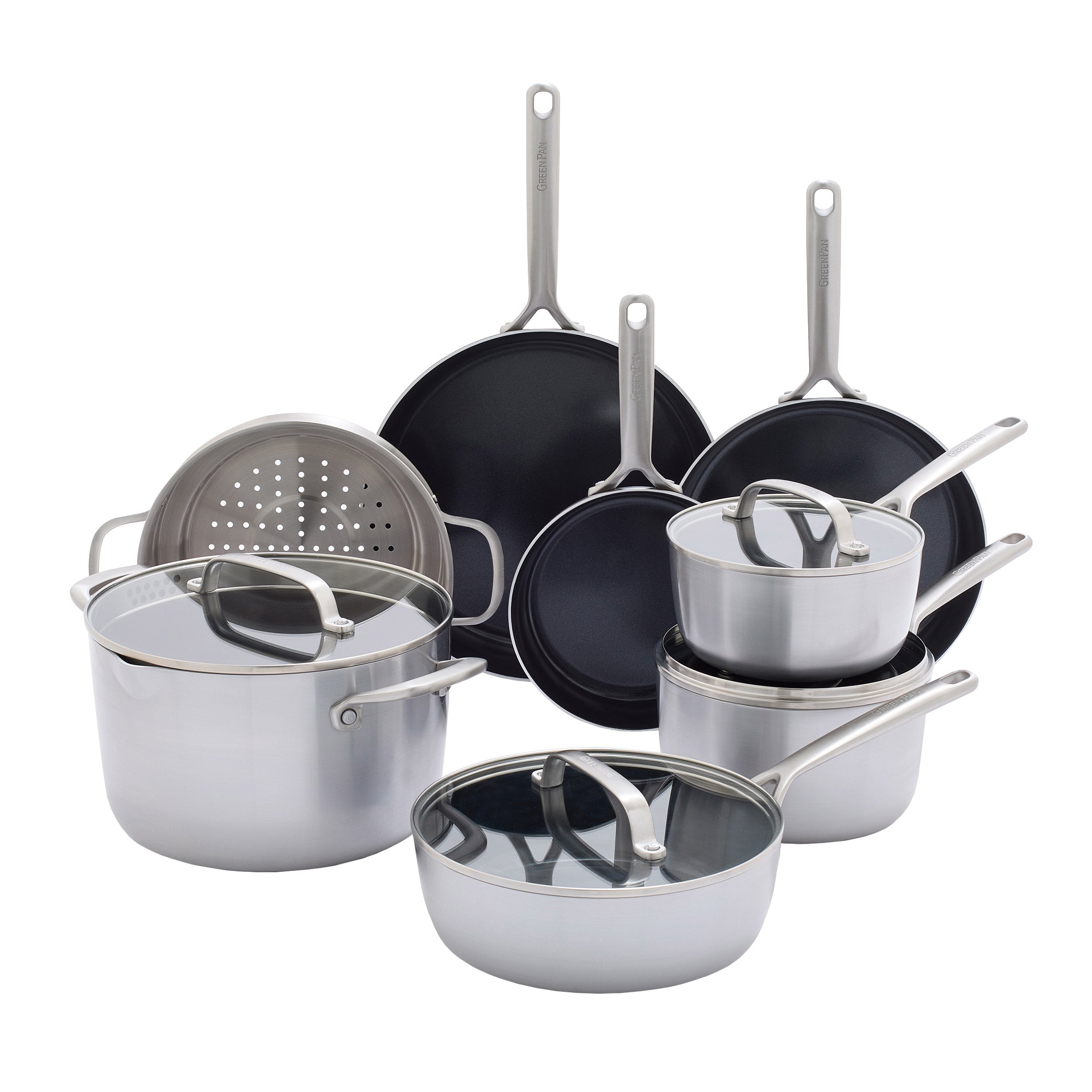 GreenPan Reserve 5 Piece Stainless Steel Non Stick Cookware Set & Reviews