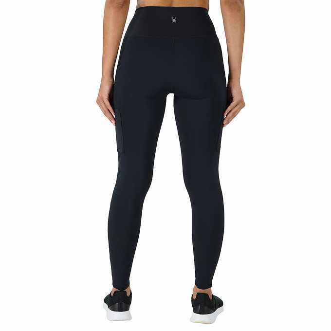 Spyder Active Women's Black Leggings with Zippered Pockets, Size Medium