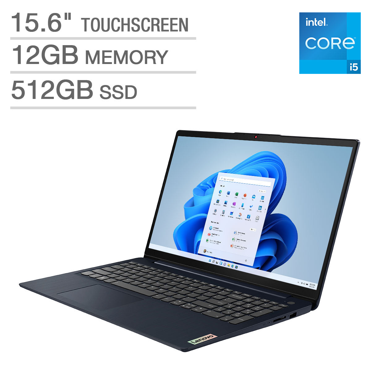Lenovo IdeaPad 3 15.6" Touchscreen Laptop - 12th Gen Intel Core i5-1235U - 1080p - Windows 11 - Abyss Blue Image