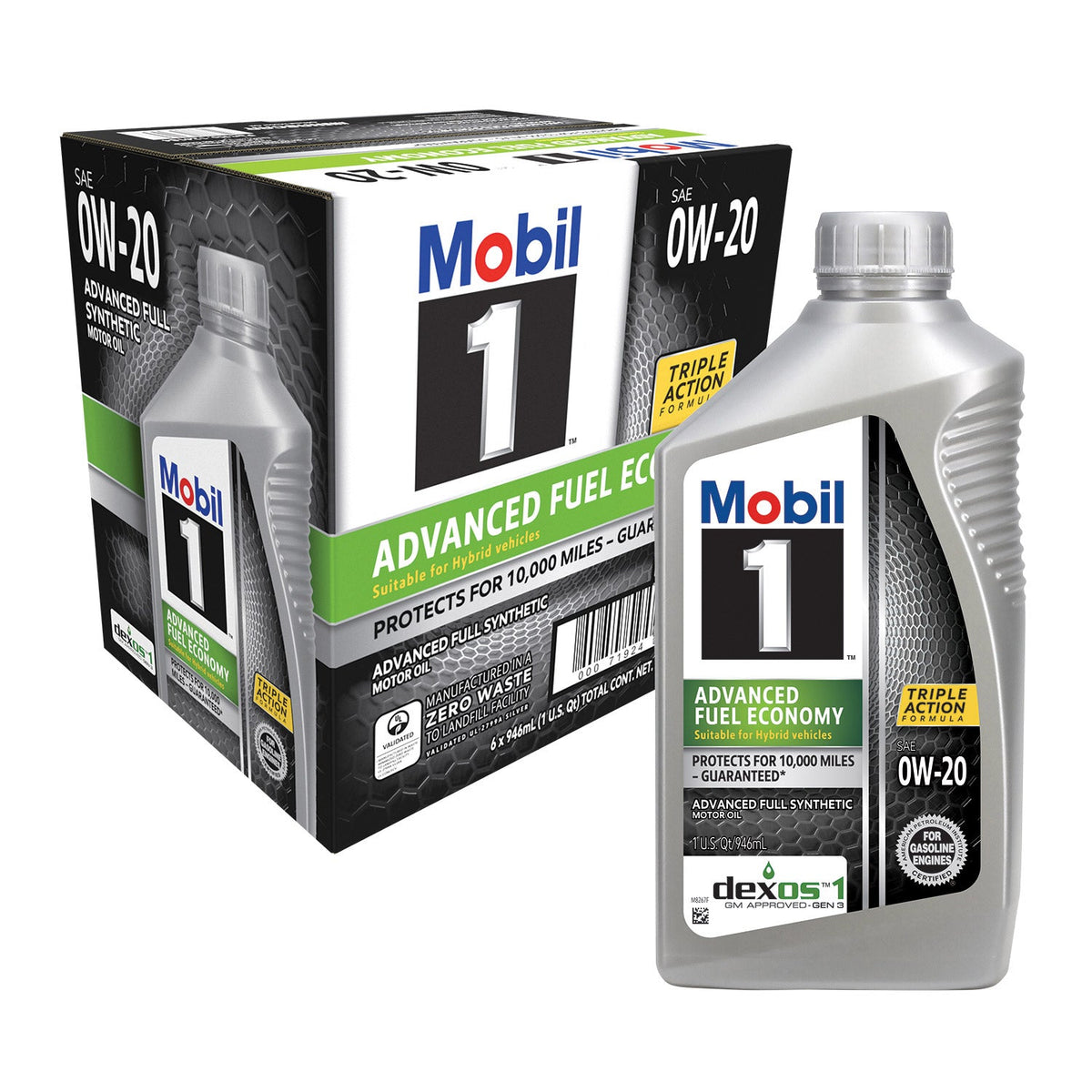 Mobil 1 Advanced Fuel Economy Full Synthetic Motor Oil 0W-20, 1-Quart/6-pack