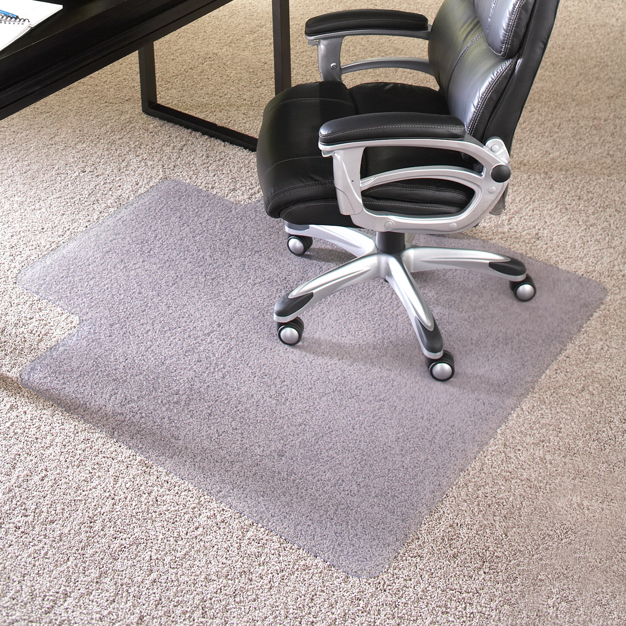 ES Robbins Chair Mat for High Pile Carpet, 45 x 53 With Lip, Clear Image
