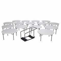 Lifetime 60" Round Table White or Beige, with Cart, 15-pack