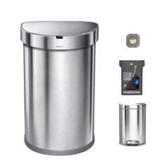 Simplehuman 45L Semi Round Sensor Can and 4.5L Step Can with Odorsorb Image