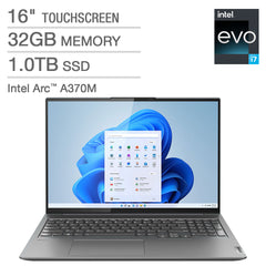 Lenovo Slim 7i 16" Intel Evo Platform Touchscreen Laptop - 12th Gen Intel Core i7-12700H - Intel Arc A370M Graphics - 144HZ - Windows 11 Image
