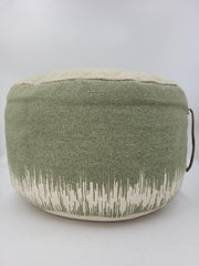 Mina Victory for Nourison Sage 20x20x12" Abstract Boho Jute Round Pouf Footstool